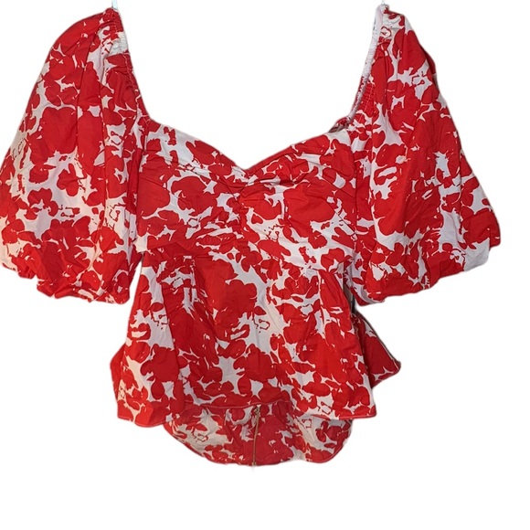 Free the Roses Tops - NWT Woman's Free The Roses Off the Shoulder Tied Back Top in Red- Size L